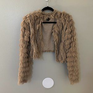 SHEIN Womens Open Front Faux Fur Cardigan Shaggy Jacket Coat